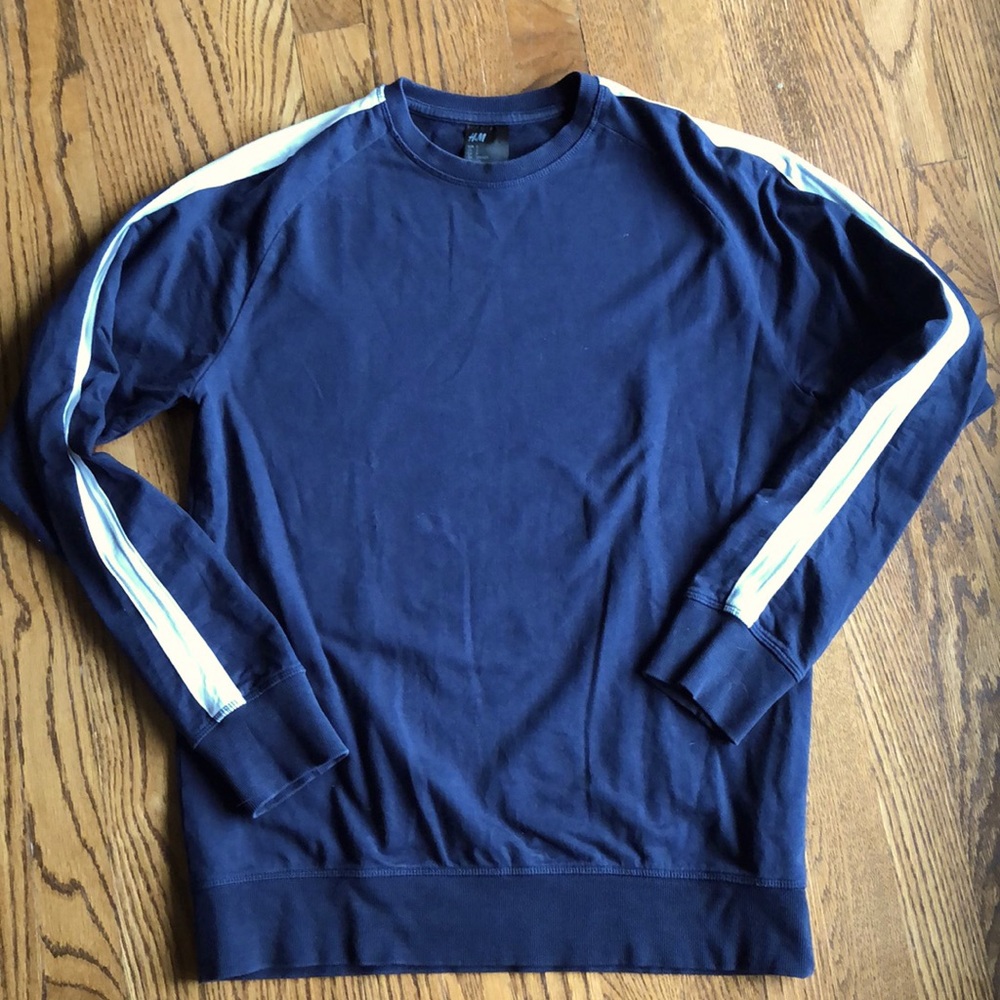 Sporty H&M Sweatshirt, Navy with White Trim